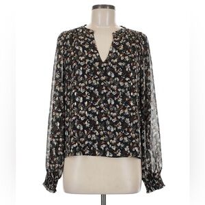 Evereve Black Floral V-Neck Blouse